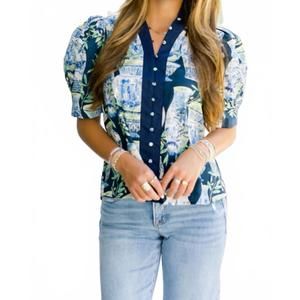 NEW THE BLUE COLLECTION women's ming top in navy